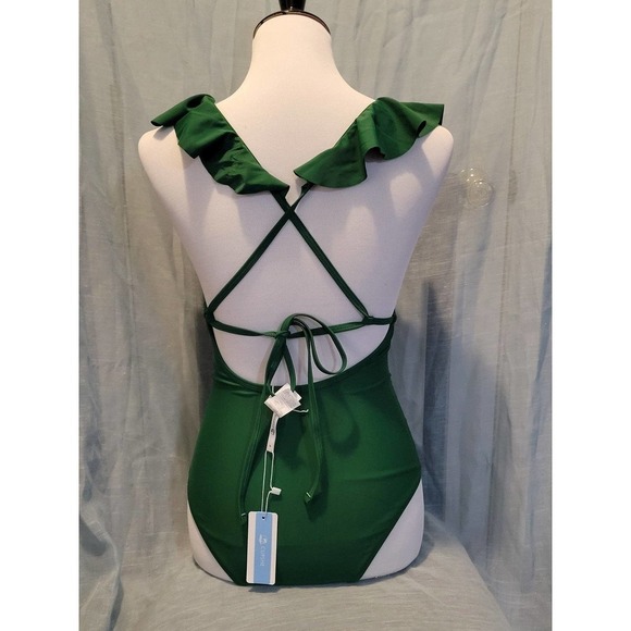 Ruffled green One Piece Swimsuit medium - Picture 2 of 2